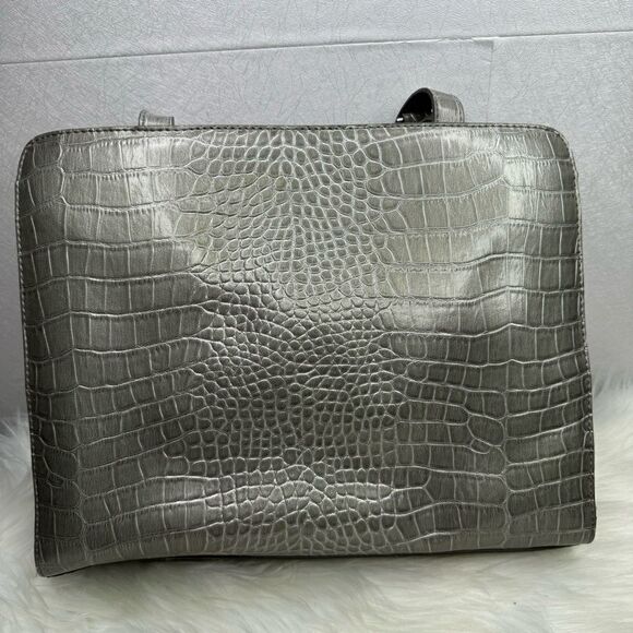 Liz Claiborne Crocodile Pewter Tote Bag - Picture 2 of 12